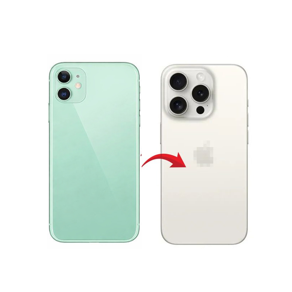 RDG Converter Housing Assembly Rear Back Chassis Housing For iPhone 11 Convert to iPhone 15 pro (White)