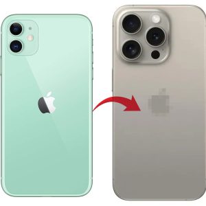 RDG Converter Housing Assembly Rear Back Chassis Housing For Apple iPhone 11 Convert to iPhone 15 pro (Natural-Titanium )