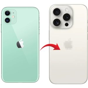 RDG Converter Housing Assembly Rear Back Chassis Housing For Apple iPhone 11 Convert to iPhone 15 pro (White)