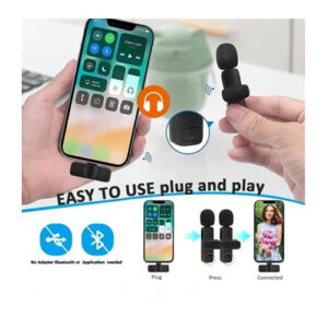 2 In 1 Wireless Mini Microphone ,Digital Portable Recording Clip Mic with Receiver for All Type-C Lightning Mobile Phones ,Camera & Laptop