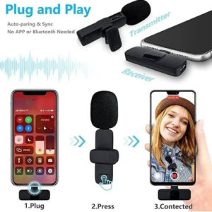 Wireless Collar Mic for Type-C Android Cell Phone,Tablets & iPhone Supported Lavalier Microphone, Noise Reduction Lapel Mike -Shoots,Youtubers, Video Recording,Facebook,Live Stream