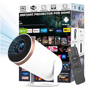 Smart Projector for Home 4K Support, Native 720p HD Resolution, 2500 Lumen, Rotabable Design, Speaker, Android 11 with Built-in Apps (Netflix, Prime, Youtube) WiFi, 100''Max Display