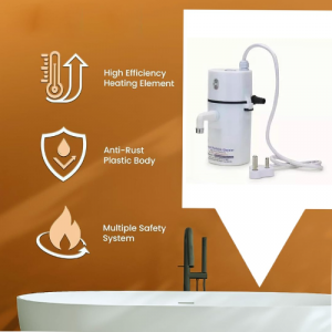 Instant geyser water Heater Auto No Off Portable Instant Water Heater/Geyser for Kitchen, Bathroom, Office, Restaurant, Saloon & Parlor (White Grey)