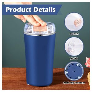 Coffee Grinder, 200 W Electric Coffee Grinder, with Stainless Steel Coffee Blades, Coffee Grinder for Beans, Spices, Blue