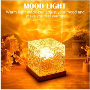 Ocean Lamp Night Light Table Lamp Starry Sky Projector - Water Waves Lamp Polar Light Projector 16 RGB Colour - Wooden Base with Remote Control - Rechargeable for Room Decoration Adults Children