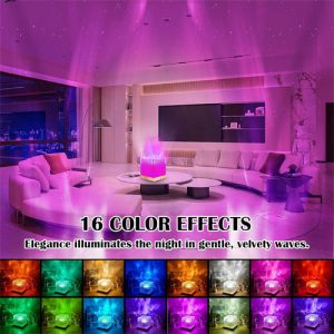 Ocean Lamp Night Light Table Lamp Starry Sky Projector - Water Waves Lamp Polar Light Projector 16 RGB Colour - Wooden Base with Remote Control - Rechargeable for Room Decoration Adults Children