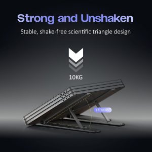 Adjustable Aluminum Ergonomic Foldable Portable Tabletop Laptop/Desktop Riser Stand Holder Compatible for MacBook, HP, Dell, Lenovo & All Other Notebook (Silver)