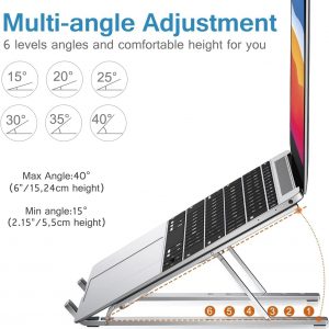 Aluminum Tabletop Laptop Stand Ergonomic Foldable Portable Laptop Stand Holder Compatible for MacBook, HP, Dell, Lenovo & All Other Notebook (Sliver)