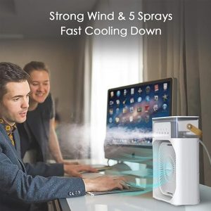 Portable Mini Cooler Air Conditioner Water Cooler Small AC for Office, Home Cooling, Summer Fan Evaporative Brush USB Compatible Cleaning 3 Fast Speed (Mini Cooler)