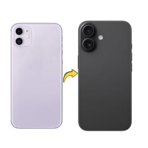 Back Panel Housing Body for iPhone 11 Convert to iPhone 16 (Black)