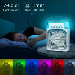 Portable Air Conditioners  Small AC Quiet Personal Air Cooler,USB Powered Mini Desktop Cooling Misting Fan, 1 | 2 | 3 Timer 3 Smart Speeds,360?Adjustment Office, Home, Room, Carved Design (Multicolor)