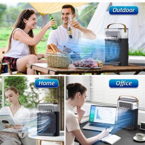 Cooler for Room Cooling Mini AC Portable Mini Fan Artic Cooler with 7 Colors LED Light, 1/2/3 H Timer, 3 Wind Speeds and 3 Spray Modes for Office,Home,Dorm,Travel (Multicolor)