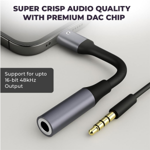 C to 3.5mm Audio Jack Connector |  Braided Cable | Compatible with iPhone 16,15 Series & Other Type C Phones
