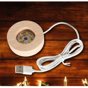 Durga Mata 3D LED Night Lamp Wooden Base, Laser Engraved Goddess Durga on Tiger | USB Powered Acrylic Light for Mandir & Home Decore