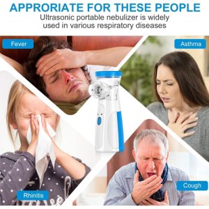 Portable Mesh Nebulizer, Silent and Compact Nebulizer Machine for Adult and Kids Effective for Cough, Asthma, Sinusitis, and Bronchitis, Steam Inhaler for Cold and Cough -Quick Relief and Daily Use