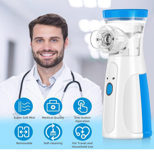 Portable Mesh Nebulizer, Silent and Compact Nebulizer Machine for Adult and Kids Effective for Cough, Asthma, Sinusitis, and Bronchitis, Steam Inhaler for Cold and Cough -Quick Relief and Daily Use - Image 5