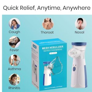 Portable Mesh Nebulizer, Silent and Compact Nebulizer Machine for Adult and Kids Effective for Cough, Asthma, Sinusitis, and Bronchitis, Steam Inhaler for Cold and Cough -Quick Relief and Daily Use