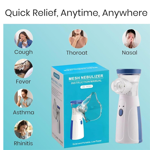 Portable Mesh Nebulizer, Silent and Compact Nebulizer Machine for Adult and Kids Effective for Cough, Asthma, Sinusitis, and Bronchitis, Steam Inhaler for Cold and Cough -Quick Relief and Daily Use - Image 6