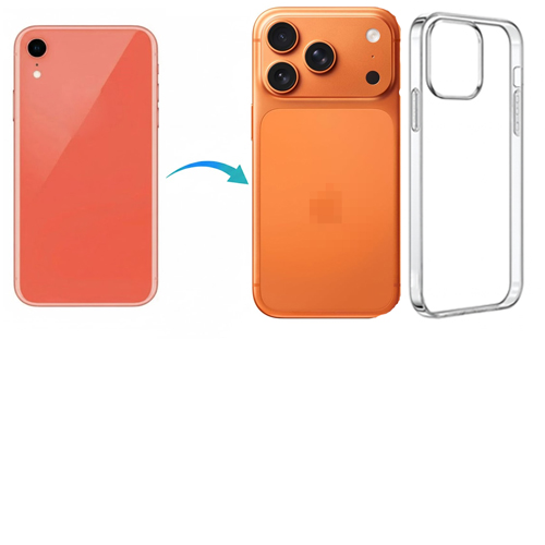 Converter Back Panel Housing for Apple iPhone XR Convert to iPhone 17 pro with Cover (Cosmic Orange)