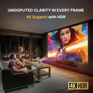 Lumex Smart Projector 4k Ultra HD, Mini Projector for Room Native 1080P, Upto 7000 Lumens Android 11 Built-in Apps Prime