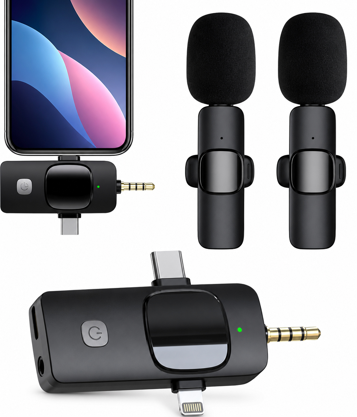 Wireless Lavalier Microphone K35 3 in 1 Noise Reduction Mic for YouTube, Vlogging, Recording | RDGstores - Image 2