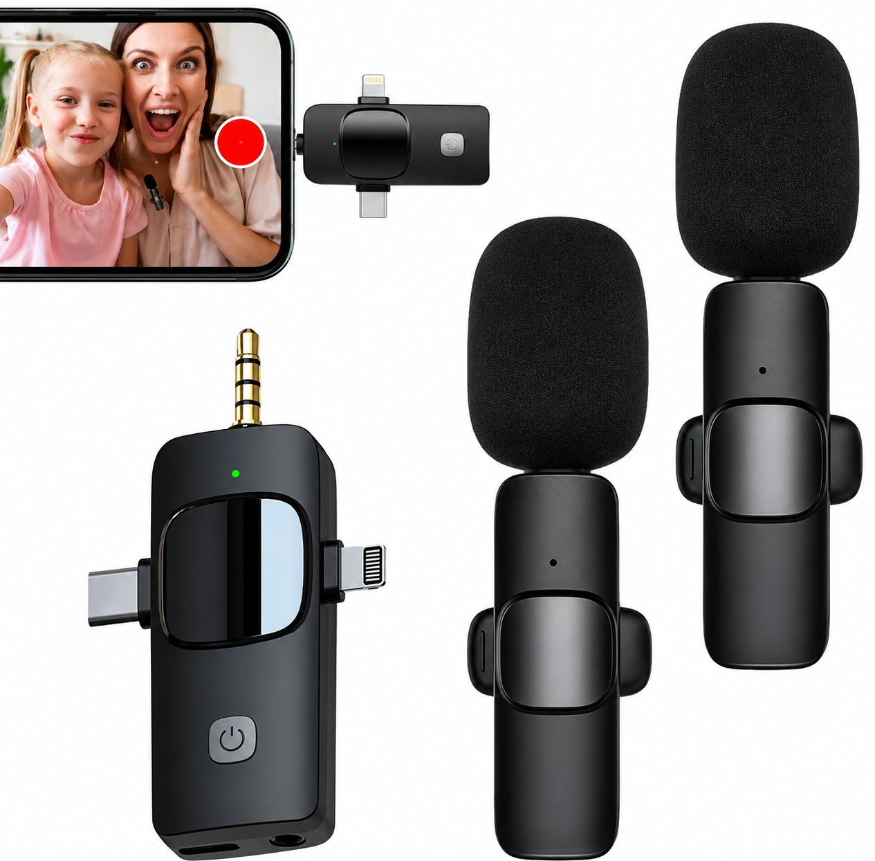 Wireless Lavalier Microphone K35 3 in 1 Noise Reduction Mic for YouTube, Vlogging, Recording | RDGstores - Image 3