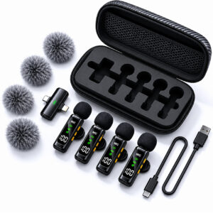 Wireless Lavalier Microphone T90 Noise Reduction Mic for YouTube, Vlogging, Recording | RDGstores