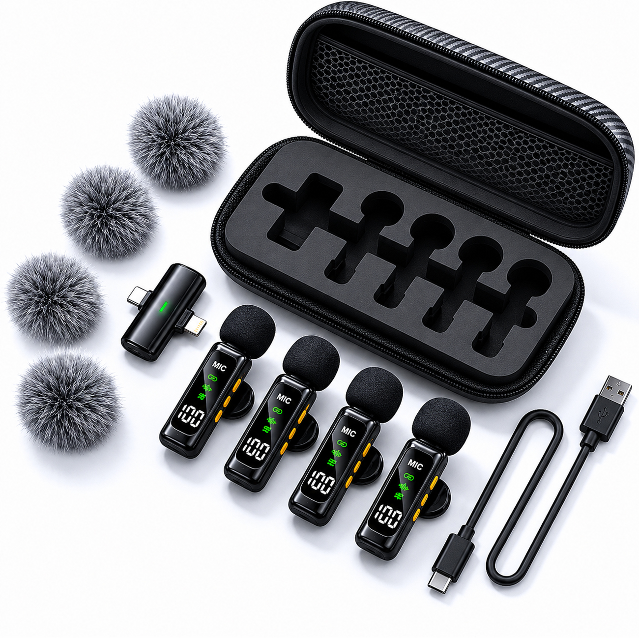 Wireless Lavalier Microphone T90 Noise Reduction Mic for YouTube, Vlogging, Recording | RDGstores - Image 2