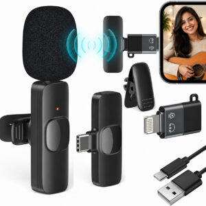 Wireless Lavalier Microphone K8 Noise Reduction Mic for YouTube, Vlogging, Recording | RDGstores