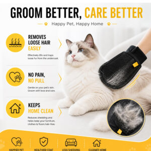 Pet Hair Removal Gloves Pack of 3 | Reusable Grooming Mitt for Dogs & Cats | RDGstores