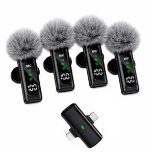 Wireless Lavalier Microphone T90 Noise Reduction Mic for YouTube, Vlogging, Recording | RDGstores