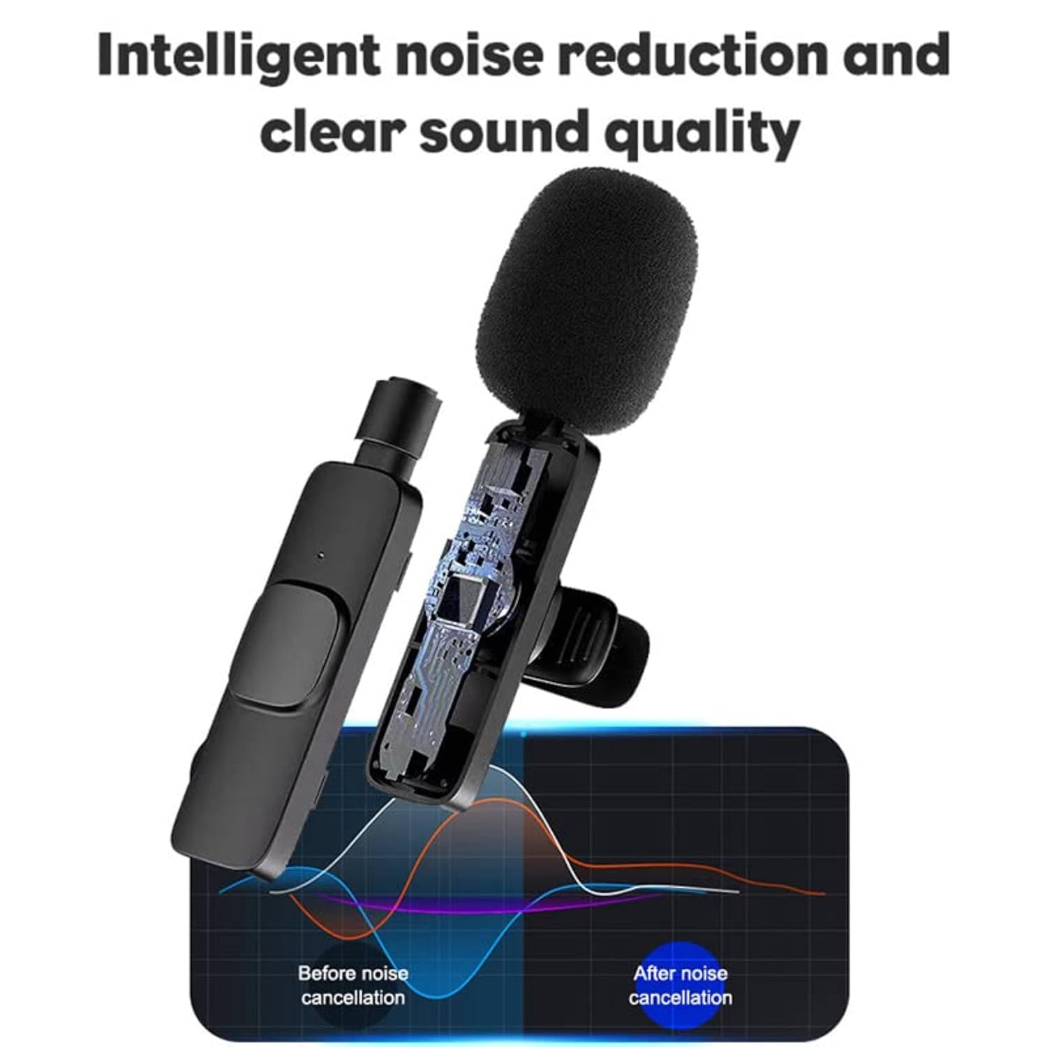 Wireless Lavalier Microphone K8 Noise Reduction Mic for YouTube, Vlogging, Recording | RDGstores - Image 4