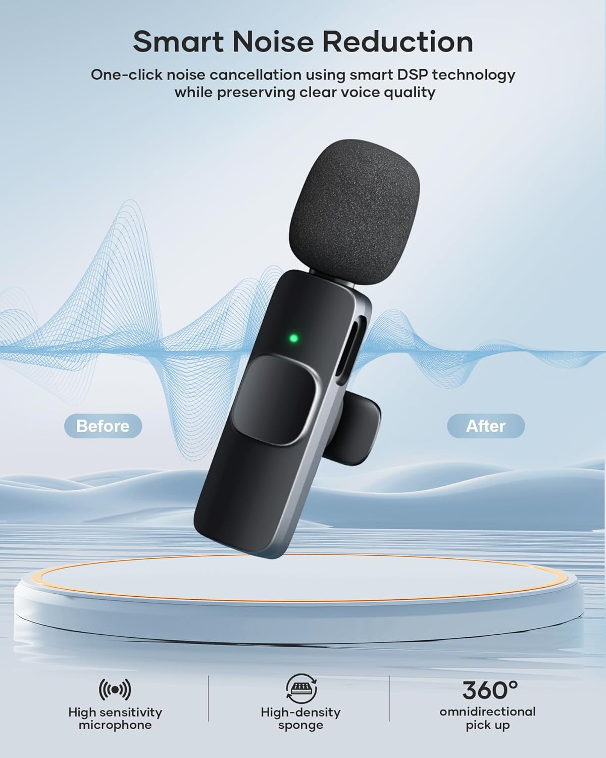 Wireless Lavalier Microphone K9 Noise Reduction Mic for YouTube, Vlogging, Recording | RDGstores - Image 5