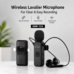 Wireless Lavalier Microphone KMP-153 Noise Reduction Mic for YouTube, Vlogging, Recording | RDGstores