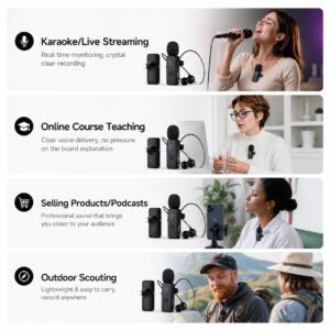 Wireless Lavalier Microphone KMP-153 Noise Reduction Mic for YouTube, Vlogging, Recording | RDGstores