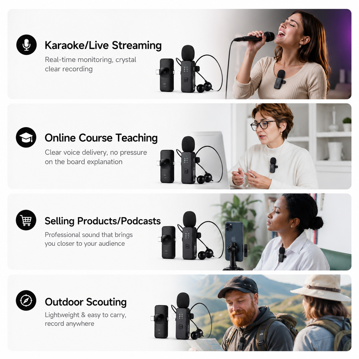 Wireless Lavalier Microphone KMP-153 Noise Reduction Mic for YouTube, Vlogging, Recording | RDGstores - Image 3