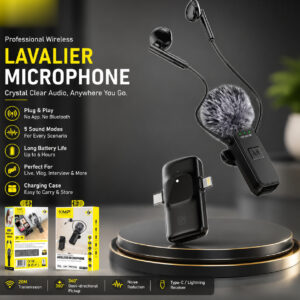 Wireless Lavalier Microphone KMP-153 Noise Reduction Mic for YouTube, Vlogging, Recording | RDGstores