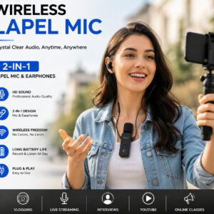 Wireless Lavalier Microphone KMP-153 Noise Reduction Mic for YouTube, Vlogging, Recording | RDGstores