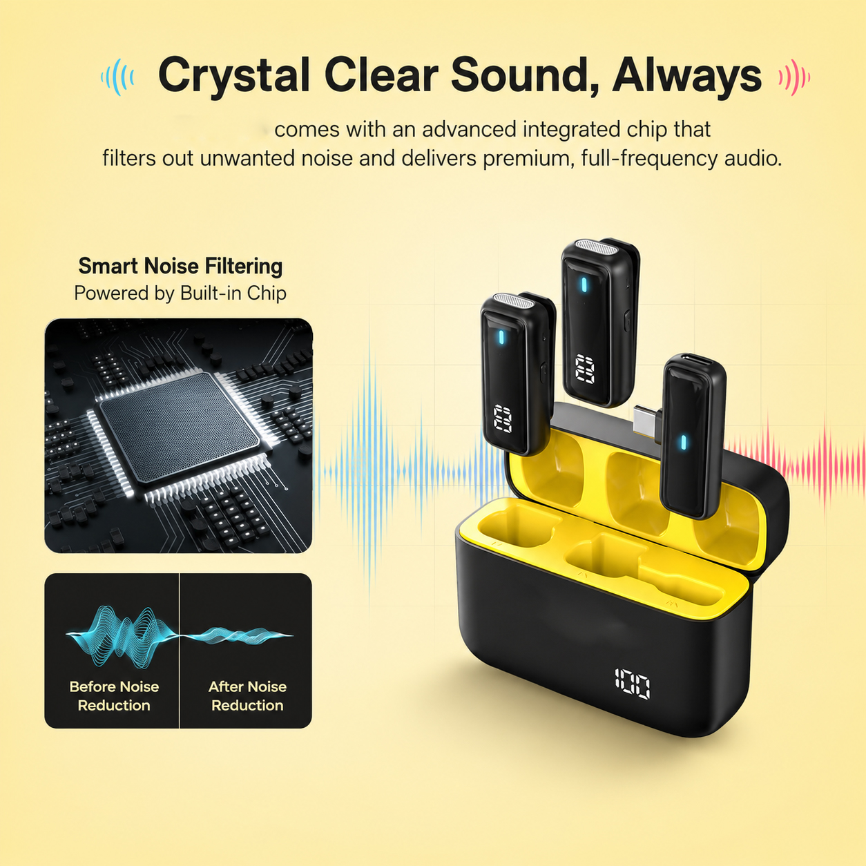Wireless Lavalier Microphone J16 Noise Reduction Mic for YouTube, Vlogging, Recording | RDGstores - Image 3