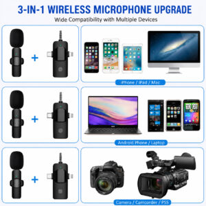 Wireless Lavalier Microphone K35 3 in 1 Noise Reduction Mic for YouTube, Vlogging, Recording | RDGstores