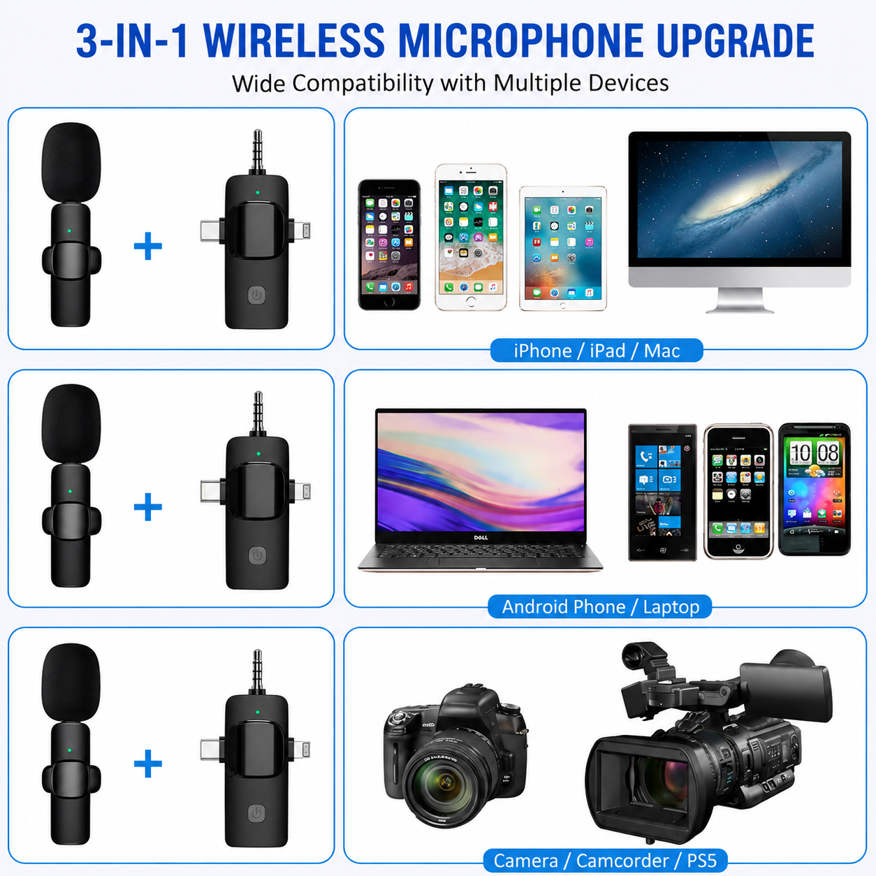 Wireless Lavalier Microphone K35 3 in 1 Noise Reduction Mic for YouTube, Vlogging, Recording | RDGstores - Image 4