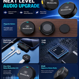 Wireless Lavalier Microphone TX Noise Reduction Mic for YouTube, Vlogging, Recording | RDGstores