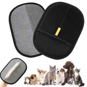 Pet Hair Removal Glove - Pack of 2 for Dogs | Electrostatic Fabric for Easy Fur Collection | Helps Remove Loose Hair from Coat, Furniture & Clothes | Reusable Grooming Tool for All Breeds