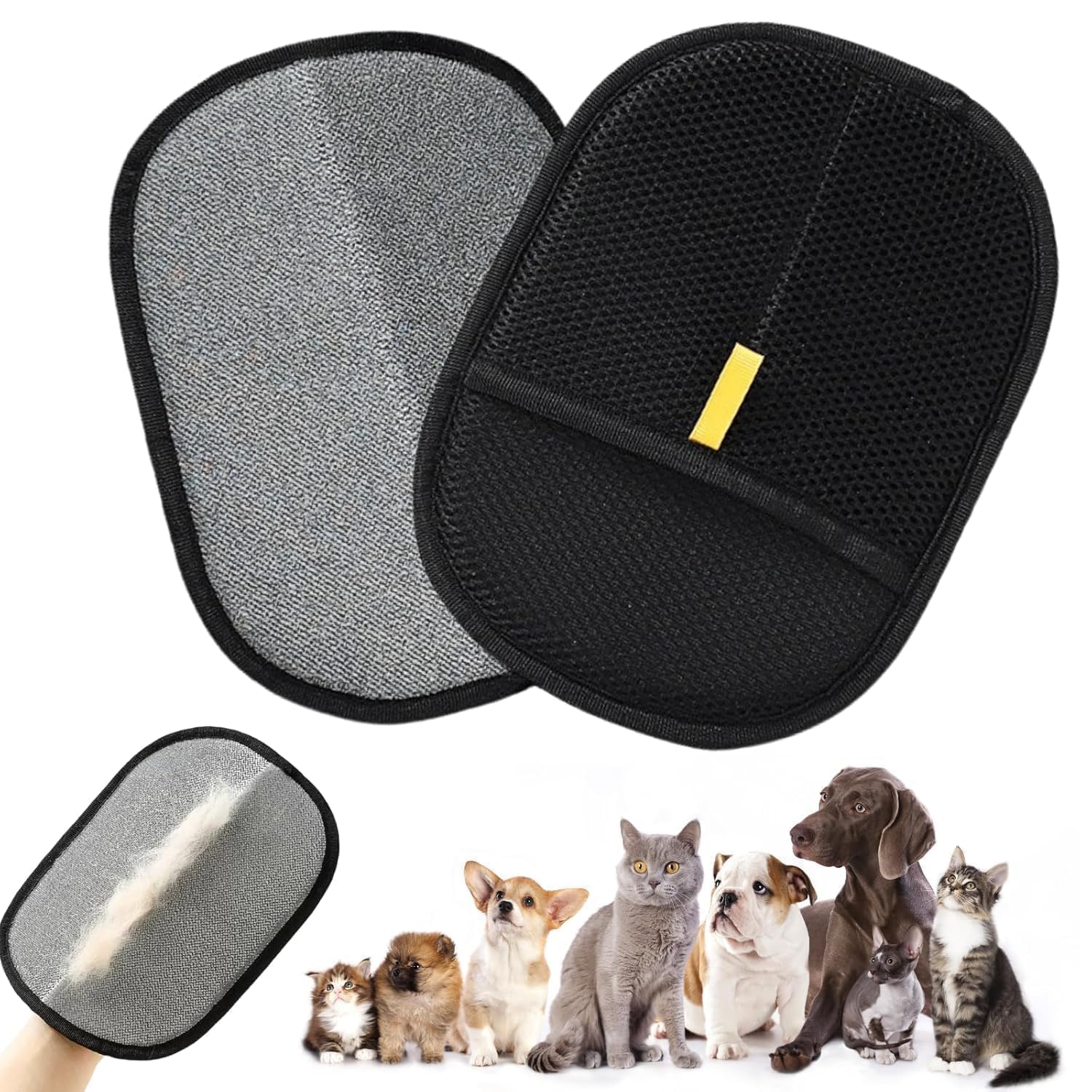 Pet Hair Removal Glove - Pack of 2 for Dogs | Electrostatic Fabric for Easy Fur Collection | Helps Remove Loose Hair from Coat, Furniture & Clothes | Reusable Grooming Tool for All Breeds