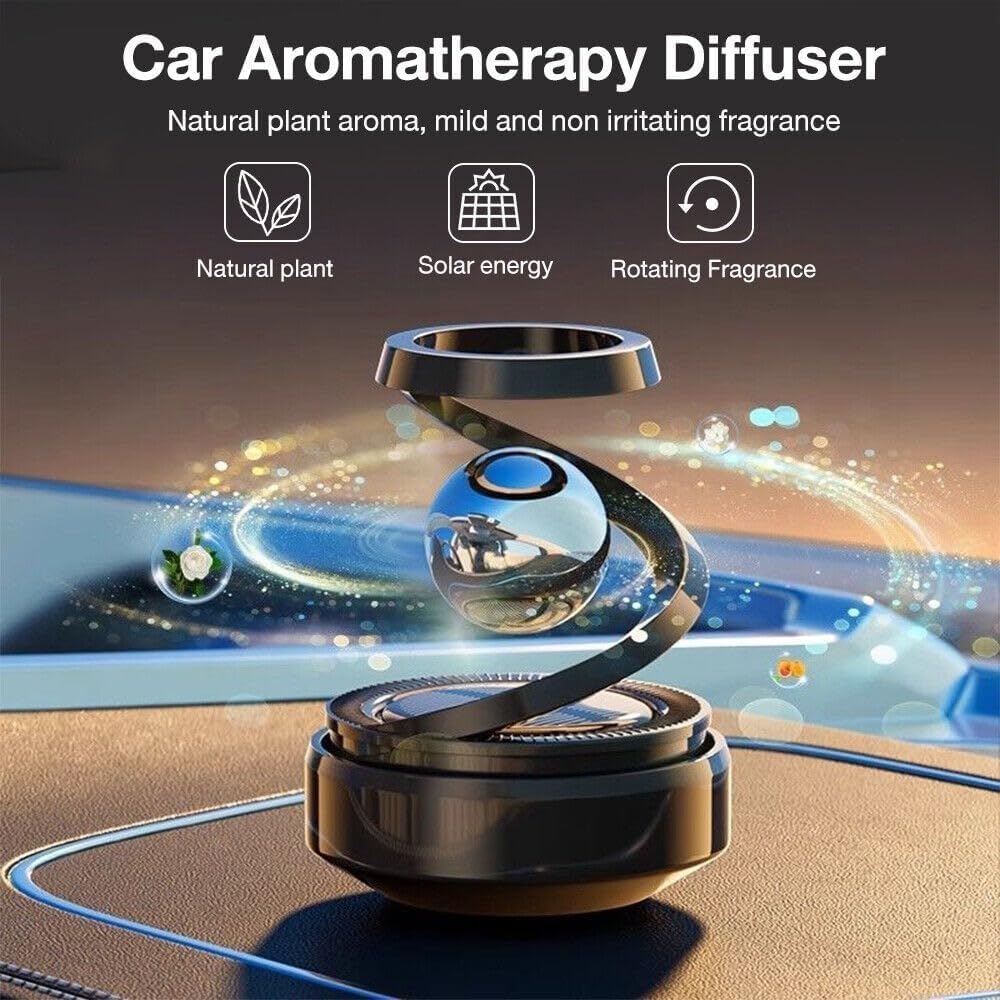Solar Aromatherapy Car Air Freshener | 2026 Stylish Dashboard Rotating Perfume Diffuser | Premium Solar-Powered Autorotation Decoration for Car Interior | Eco-Friendly Fragrance Diffuser