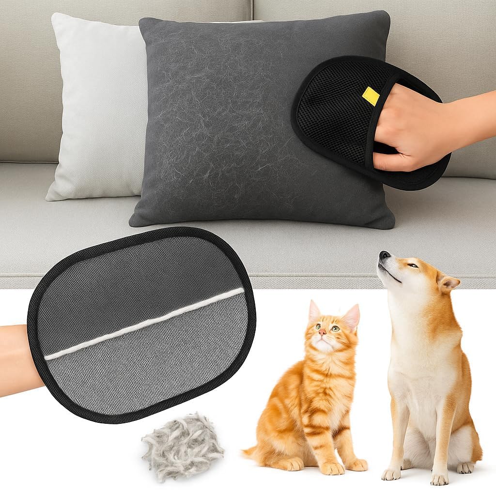 Pet Hair Removal Glove - Pack of 2 for Dogs | Electrostatic Fabric for Easy Fur Collection | Helps Remove Loose Hair from Coat, Furniture & Clothes | Reusable Grooming Tool for All Breeds - Image 3