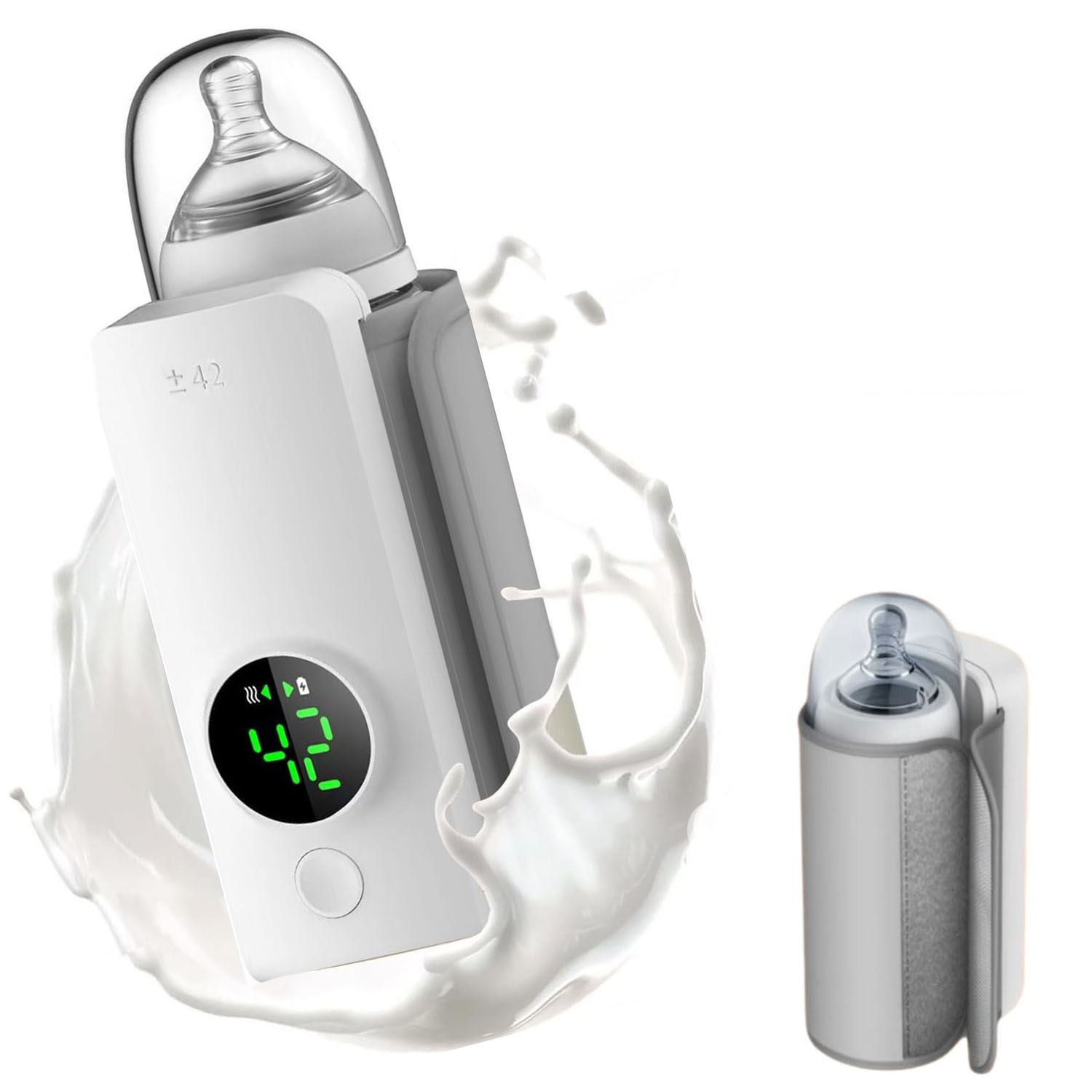 Portable Baby Bottle Warmer, USB Rechargeable Milk Warmer with Digital Temperature Display, Travel Bottle Heater for Breast Milk & Formula, Fast Heating & Safe Use (White) - Image 4