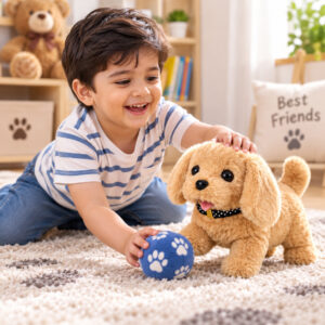 Cute Puppy Soft Toy for Kids, Plush Dog Stuffed Animal, Ultra Soft Cuddly Teddy Puppy, Birthday Gift for Boys & Girls, Room Decoration Toy, Brown, 15cm