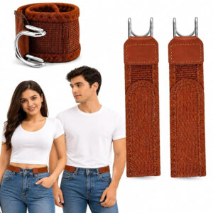 Buckleless Elastic Belt for Men & Women Invisible Waist Belt Tactical Metal Hook Stretch Adjustable No Buckle Comfort Belt for Jeans Pants Dresses Office Travel Casual Wear 1-PAIR