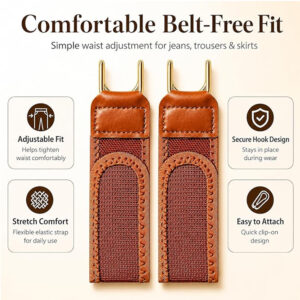 Buckleless Elastic Belt for Men & Women Invisible Waist Belt Tactical Metal Hook Stretch Adjustable No Buckle Comfort Belt for Jeans Pants Dresses Office Travel Casual Wear 1-PAIR
